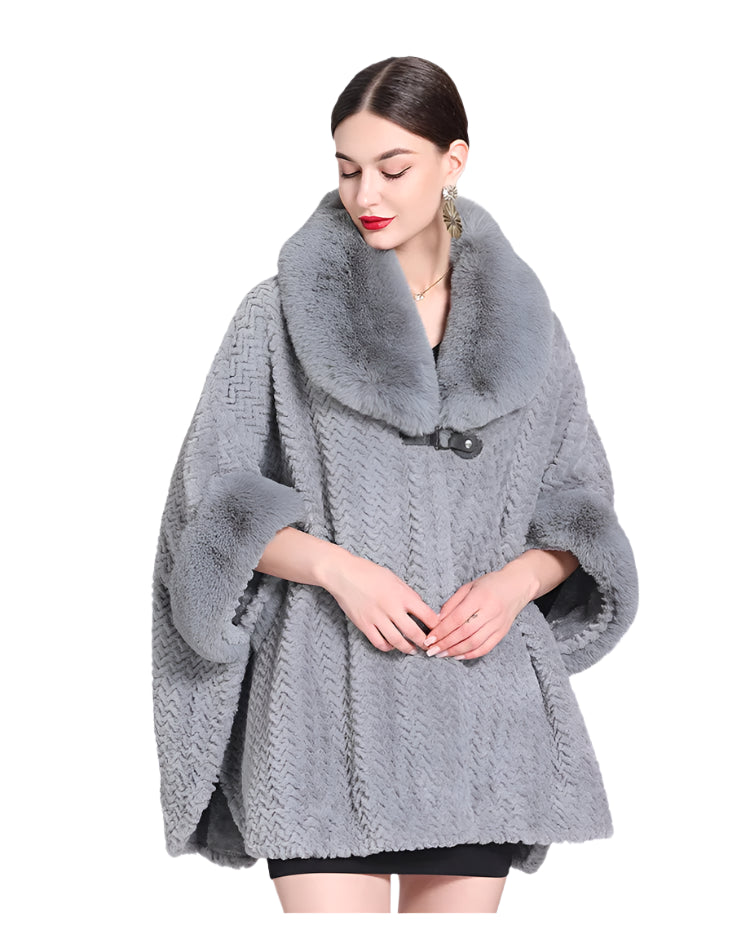 Winter Women’s Loose Poncho Cape - Thick Velvet Batwing Sleeve Long Cloak