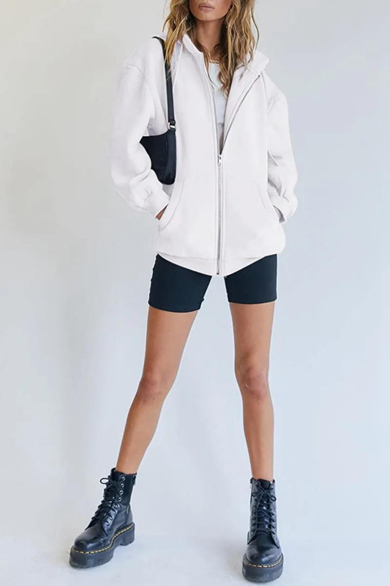 Cute Oversized Hoodie for Women and Teenage Girls – Casual Autumn Zipper Jacket - JVMCL