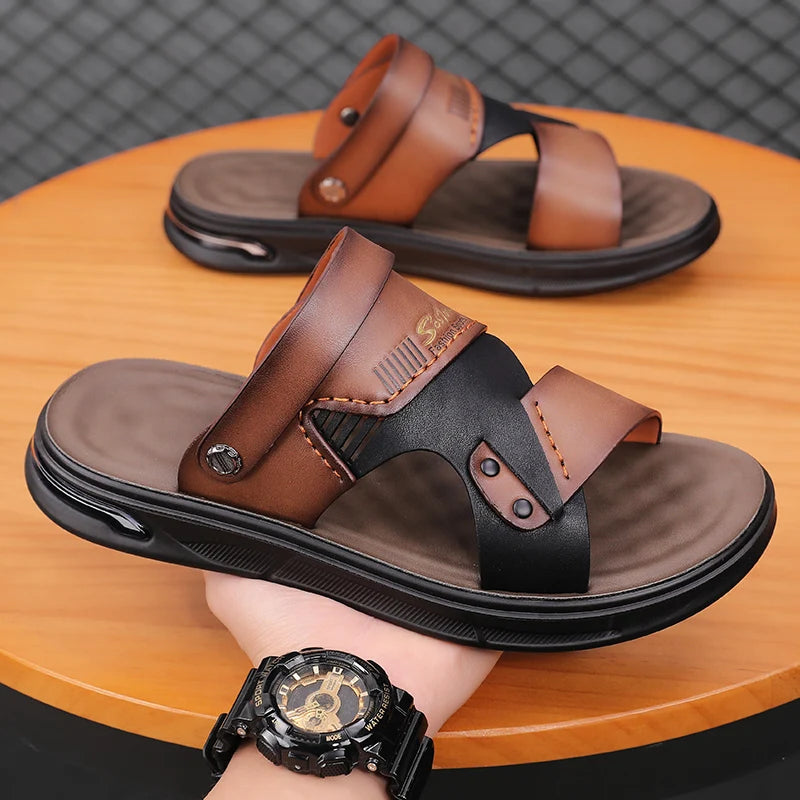 Men's Summer Sandals – Thick-Soled Non-Slip Beach Shoes for Casual Comfort - JVMCL