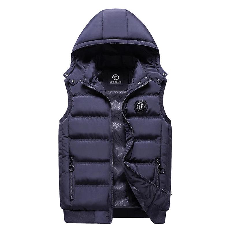 Fashion Comfortable Men's Winter Hooded Vest - Casual Outdoor Cotton-Padded Jacket - JVMCL