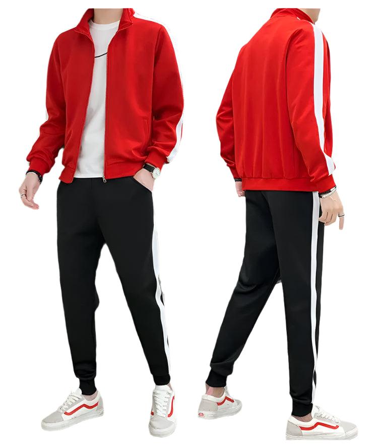 Men Sportswear Tracksuit–Loose Zip-Up Jacket and Pant Jogger Fitness Workout Set - JVMCL