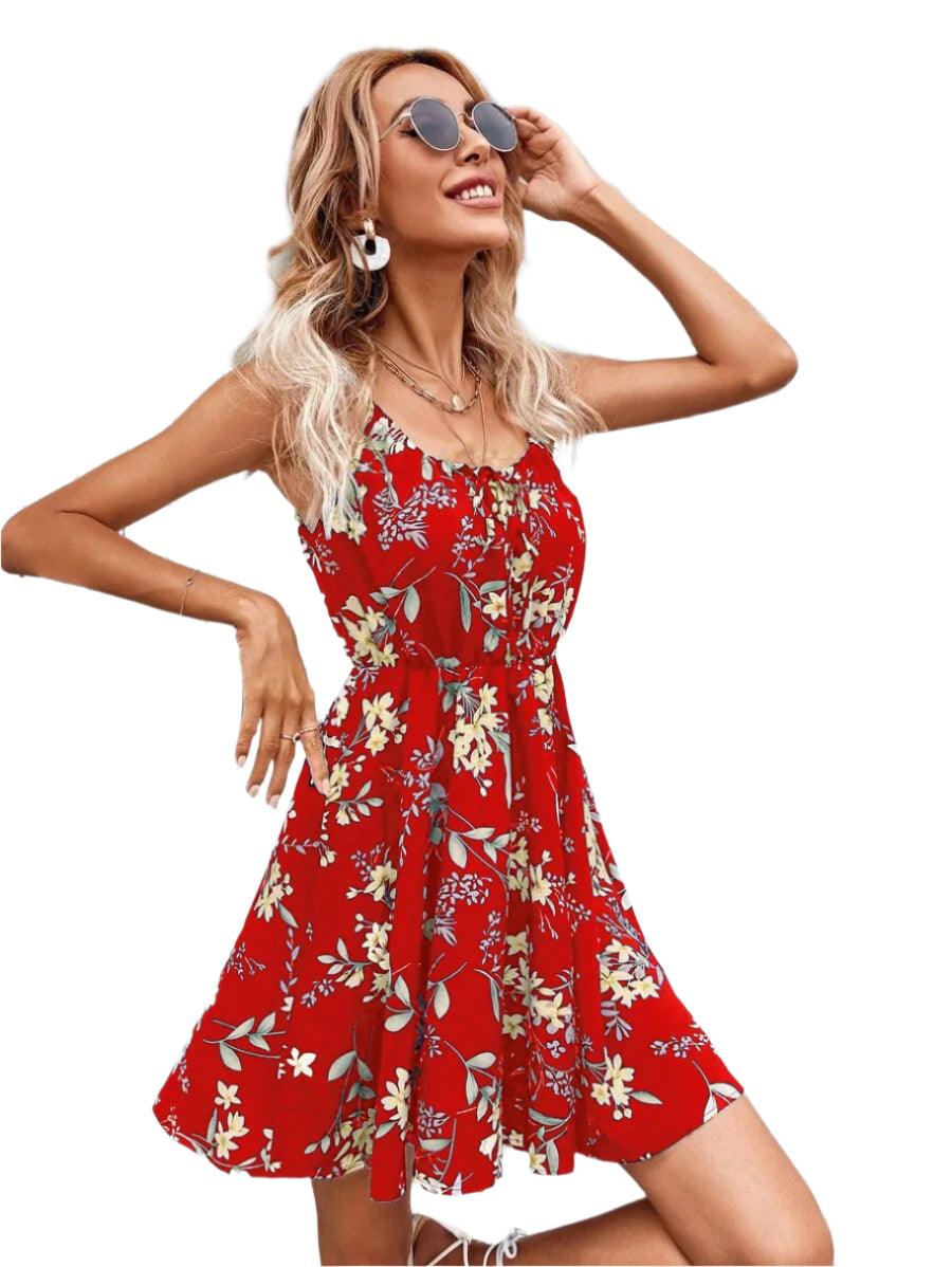 Summer Floral Print Spaghetti Strap Mini Dress – 2024 Y2K Beach Sundress - JVMCL