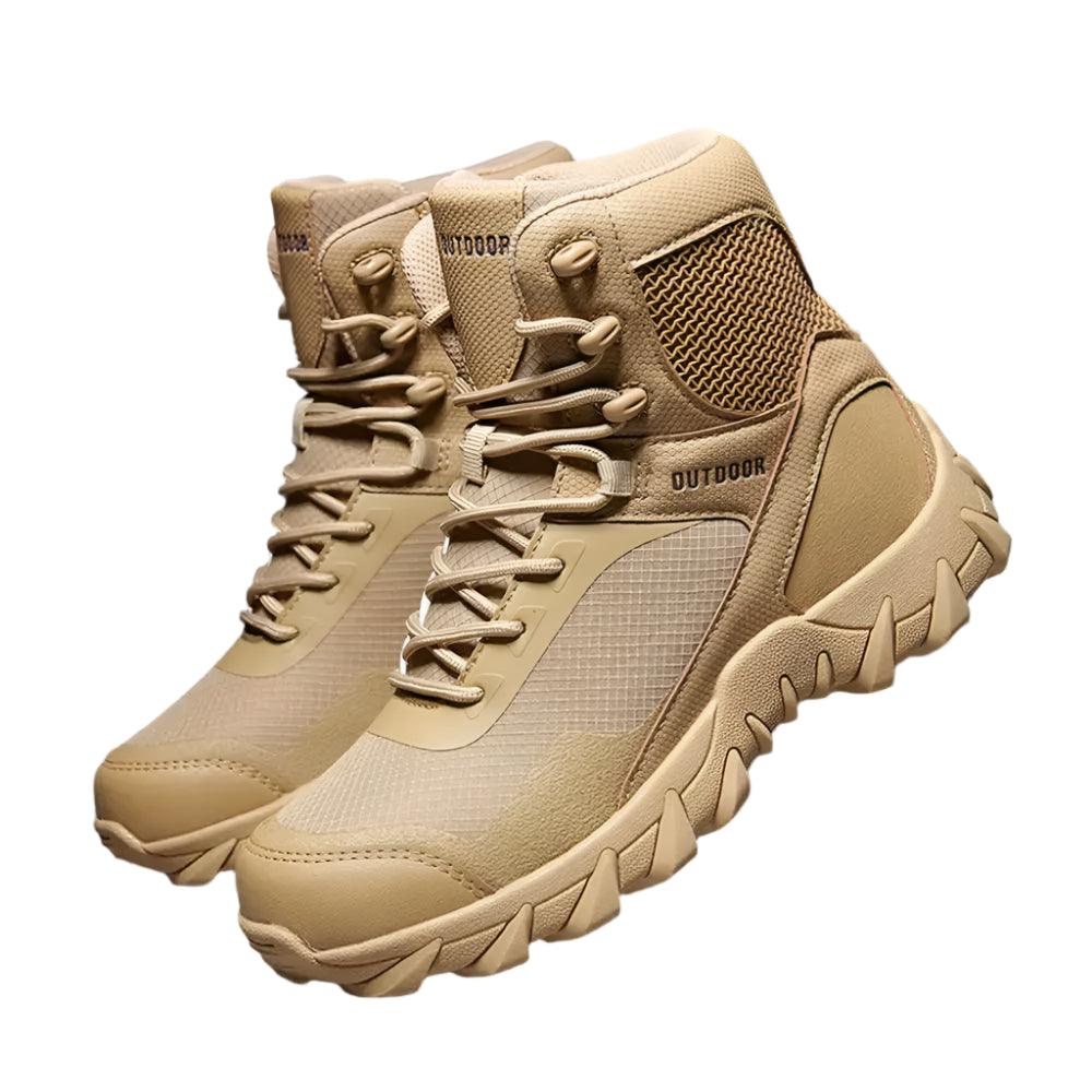 Round Toe Natural Cowhide Men’s Hiking Boots –Trekking Comfort and Durable Shoes - JVMCL