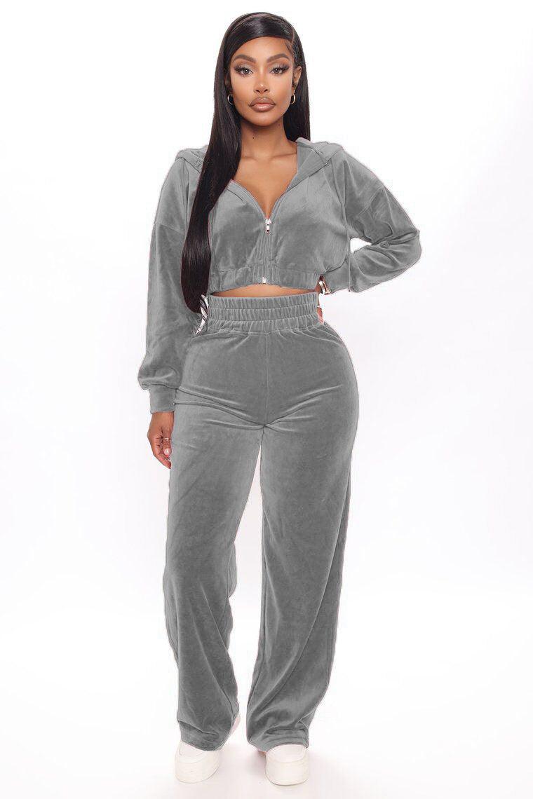 Women's Sport Tracksuit – Velvet Hooded Jacket & Jogger Pants for Fitness & Casual Wear - JVMCL