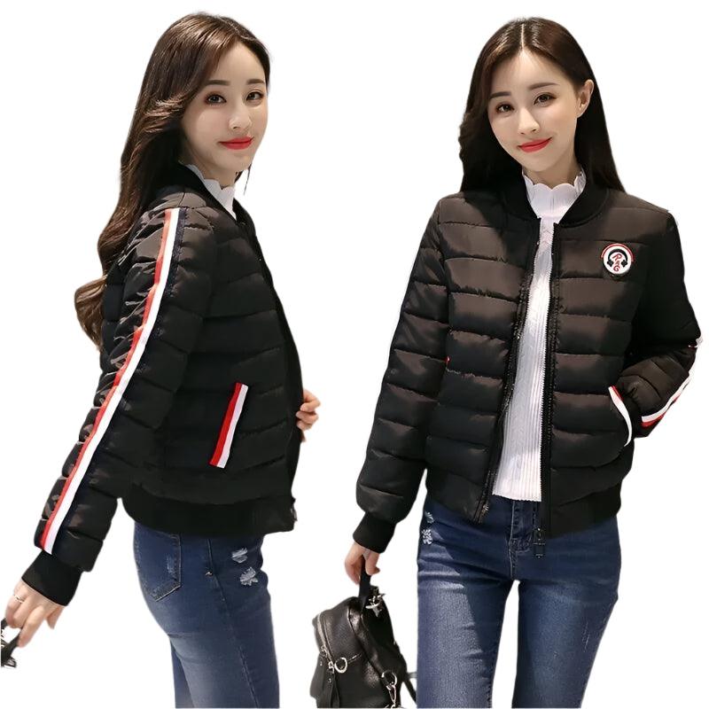 Quilted Cotton Women's Bomber Jacket: Padded Short High-Quality Winter Essential Parka Coat - JVMCL