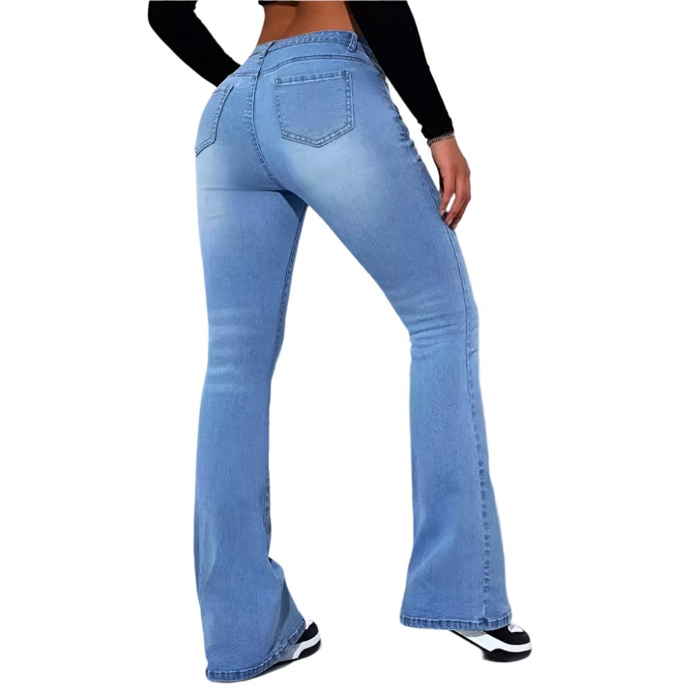 High-Waist Slim Fit Flare Jeans – European & American Hot-Selling Elastic Denim - JVMCL