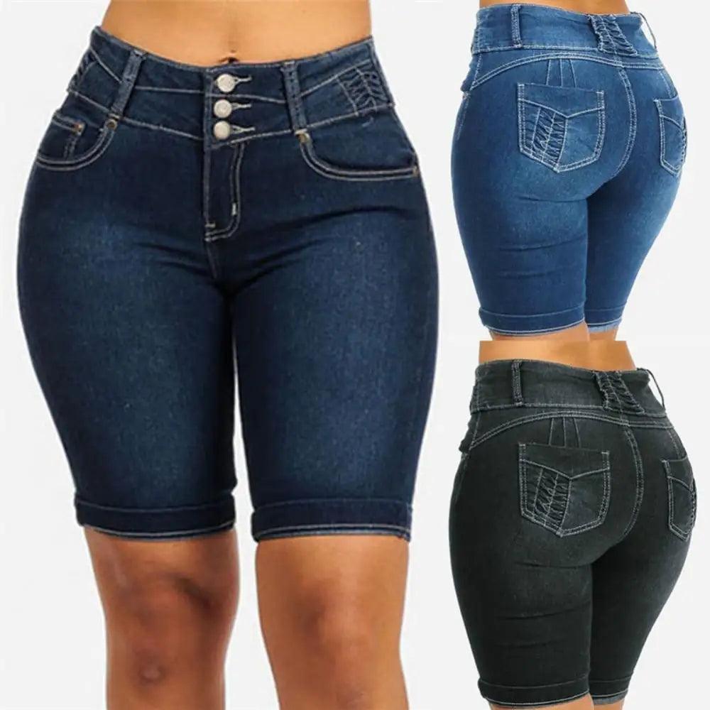 Summer Women’s Plus Size Slim Fit Denim Shorts – Y2K Aesthetic Mini Shorts - JVMCL