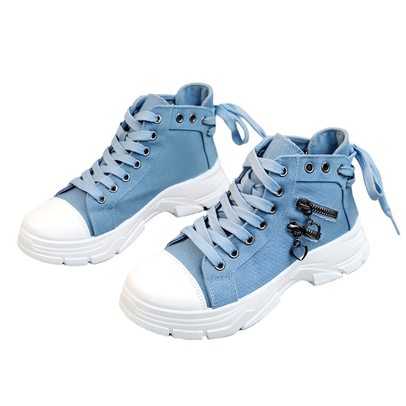 Luxury Brand Chunky Canvas High-Top Sneakers –Denim Casual Shoes for Women - JVMCL