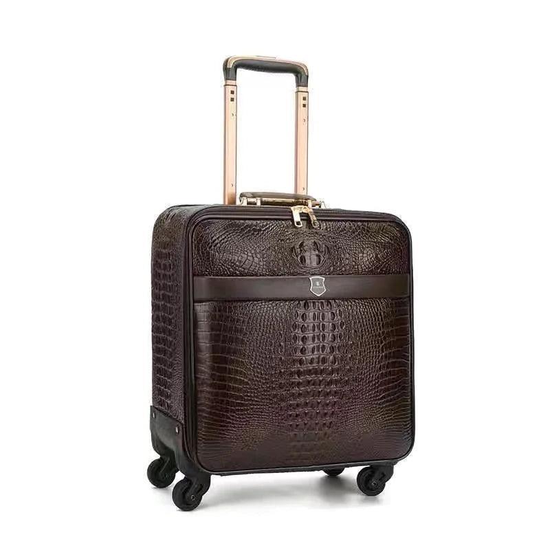 Crocodile Style Genuine Leather Luxury Trolley Luggage Universal Wheel Suitcase - JVMCL