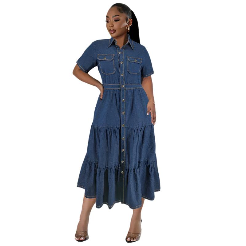 Button Plus Size Denim Dress – A Blend of Casual Elegance and Comfort - JVMCL