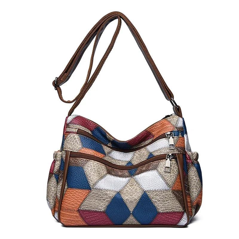 Soft Leather Women's Shoulder & Crossbody Bag – Fashion Patchwork Tote - JVMCL