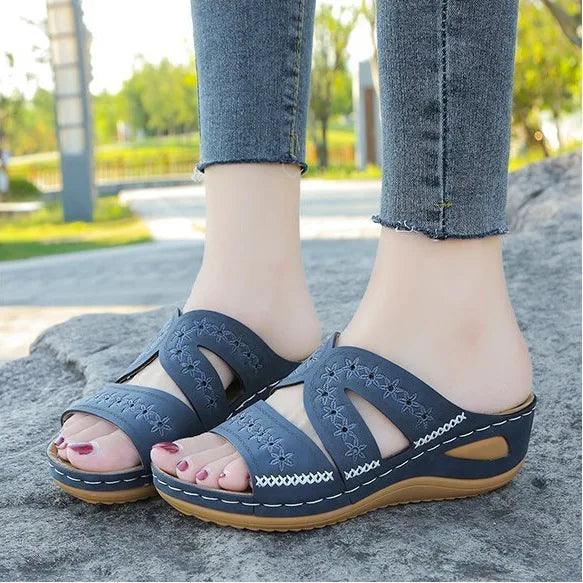 Stylish and Comfortable Plus Size Women's Gladiator Slip-On Platform Wedge Sandals - JVMCL