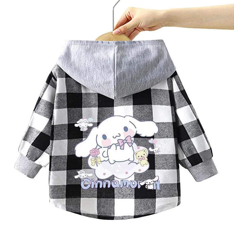 Kitty-Inspired Cute & Casual Hello Hooded Plaid Kids Shirt Outfit (1-12 Years) - JVMCL