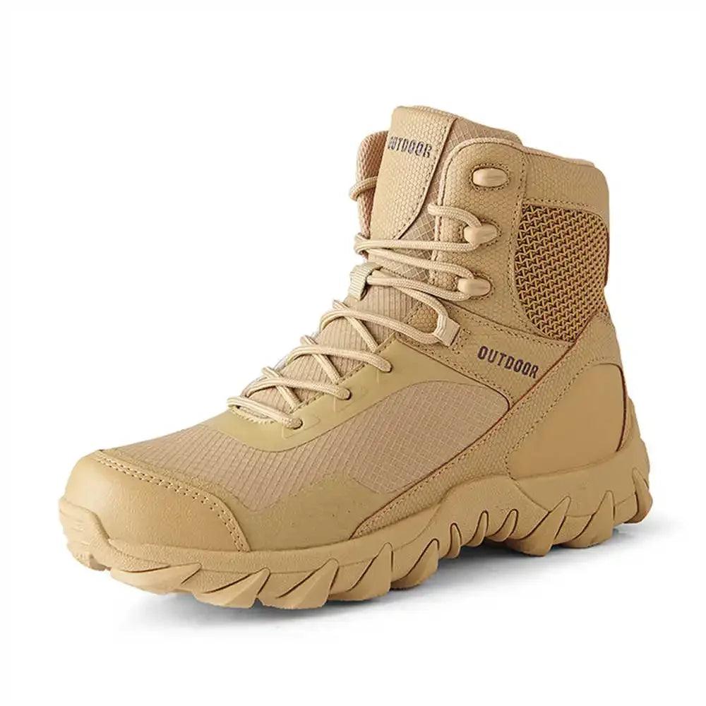 Round Toe Natural Cowhide Men’s Hiking Boots –Trekking Comfort and Durable Shoes - JVMCL