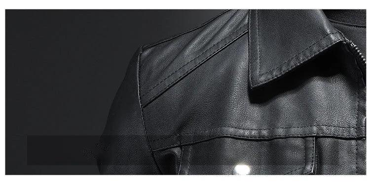 Men’s Lapel Leather Jacket: All-Season Waterproof, Fit & Stylish for Durability - JVMCL