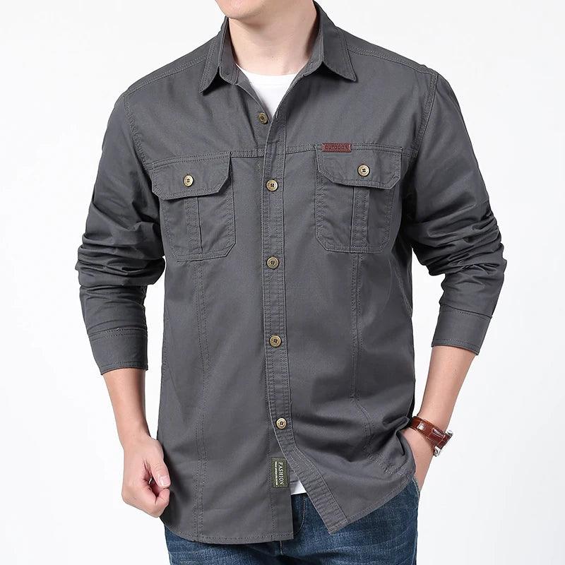 Lightweight & Breathable Men’s Plus Size Long Sleeve Tactical Outdoor Shirt - JVMCL