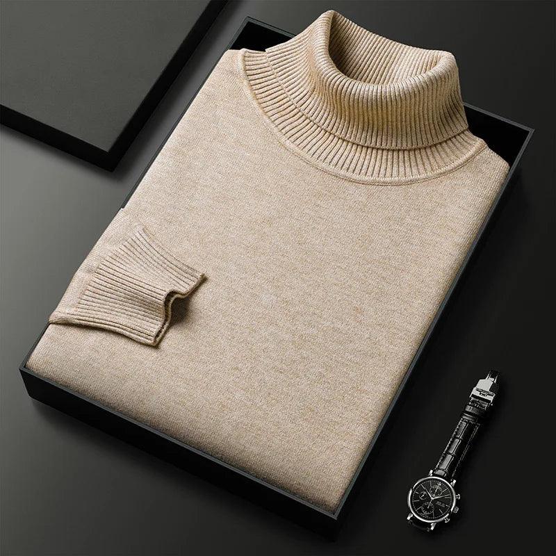 Men’s Knitted Turtleneck Sweater – Slim Fit, Anti-Pilling, Long Sleeve Pullover - JVMCL