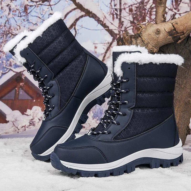 Outdoor Non-slip Women Warm Waterproof Boots Fashion Designer Plush Snow Boots - JVMCL