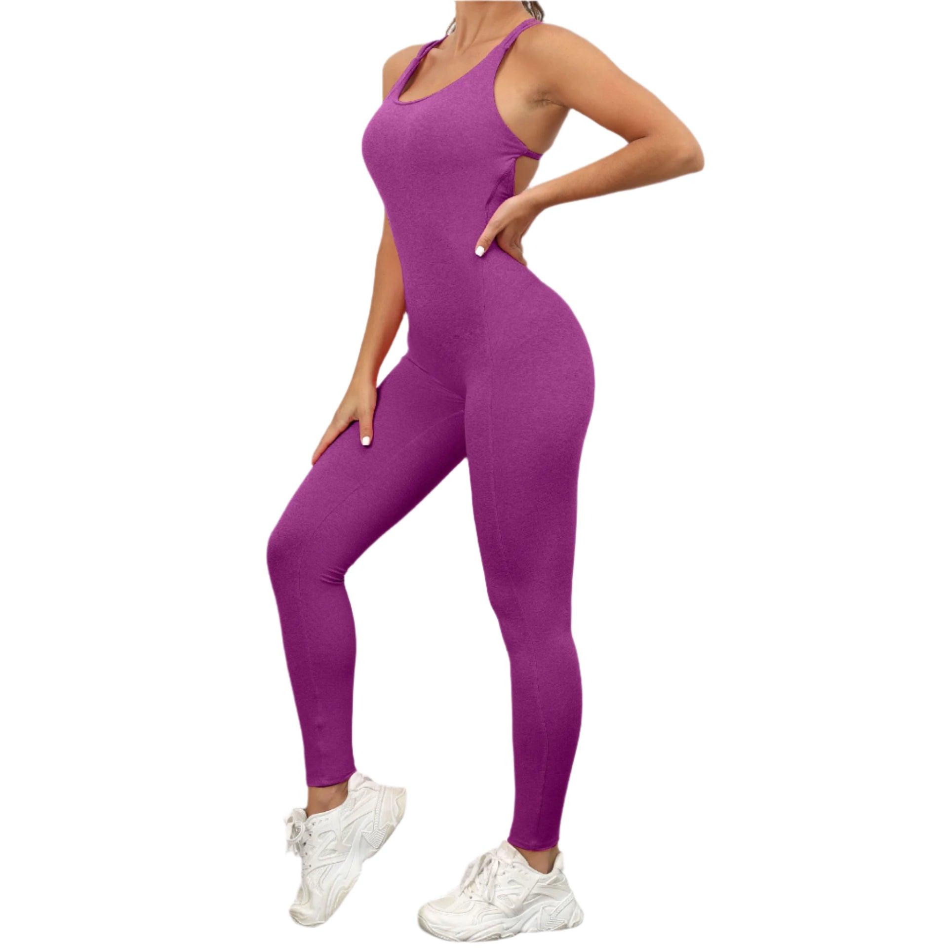 Sexy Backless Bodycon Scrunch Jumpsuit –Push-Up Dance Fitness Overalls for Women - JVMCL