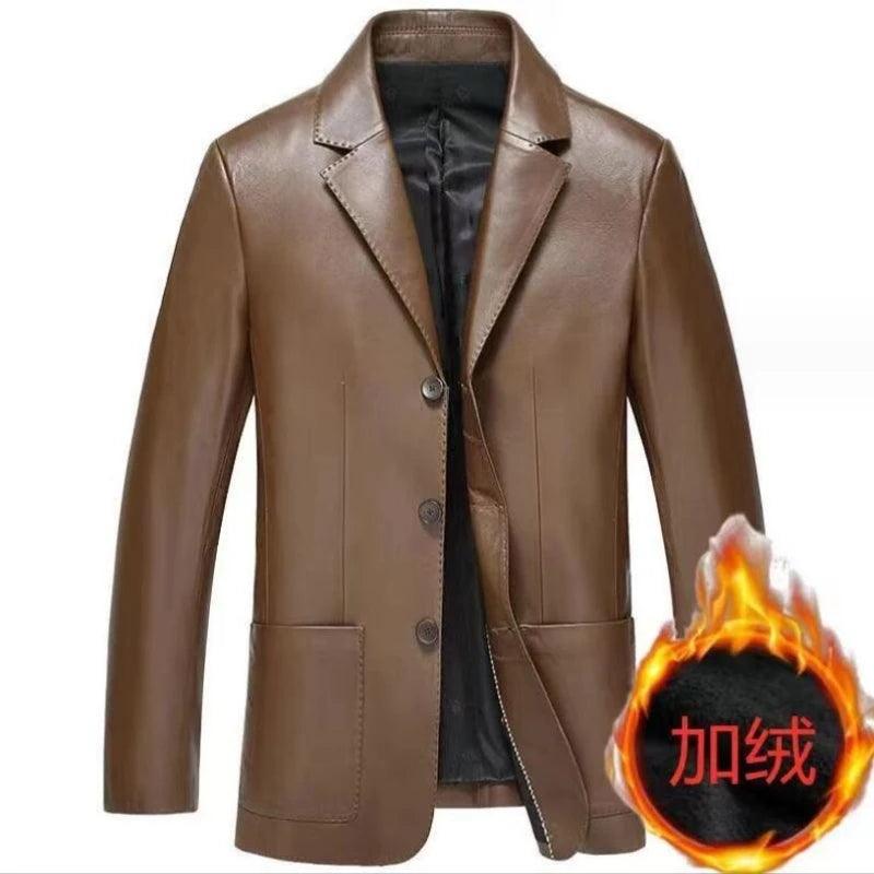 Leather Jacket for Men - Autumn Winter Casual Soft Motorcycle Outerwear (M-3XL) - JVMCL