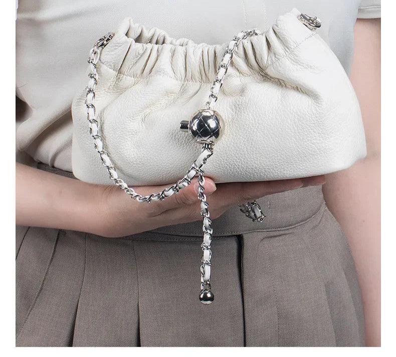 Soft Genuine Leather Cloud Clutch – Dumpling-Style Crossbody & Underarm Bag - JVMCL