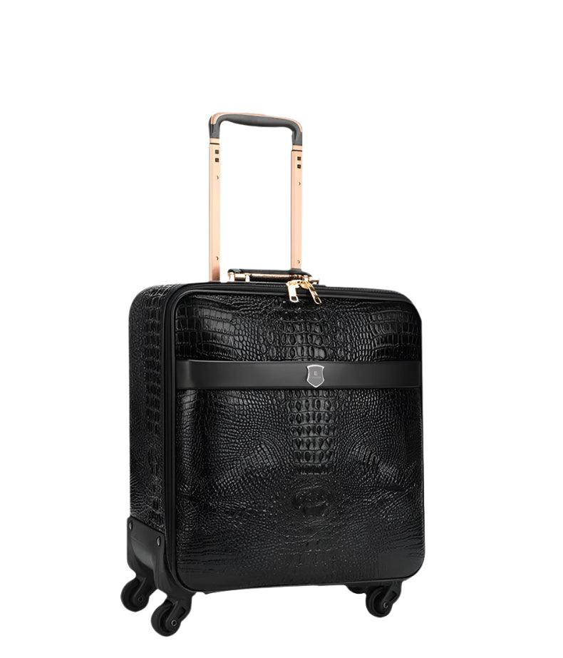 Crocodile Style Genuine Leather Luxury Trolley Luggage Universal Wheel Suitcase - JVMCL