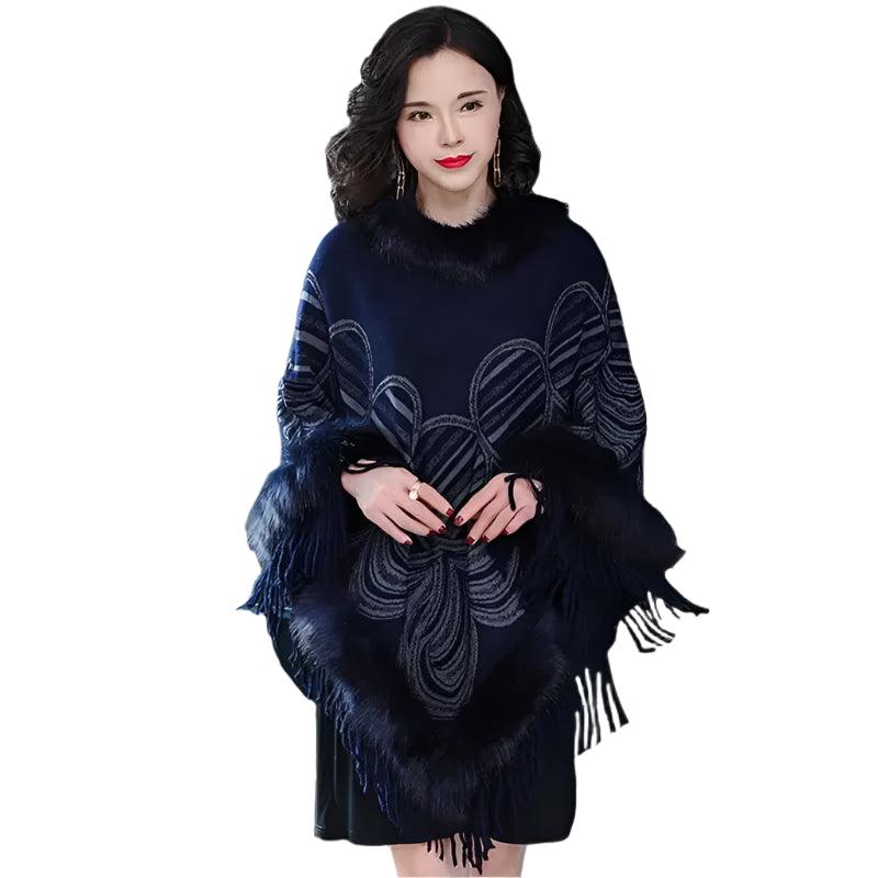 Women's Cashmere Pashmina Cape – Oversized Winter Shawl with Tassels - JVMCL