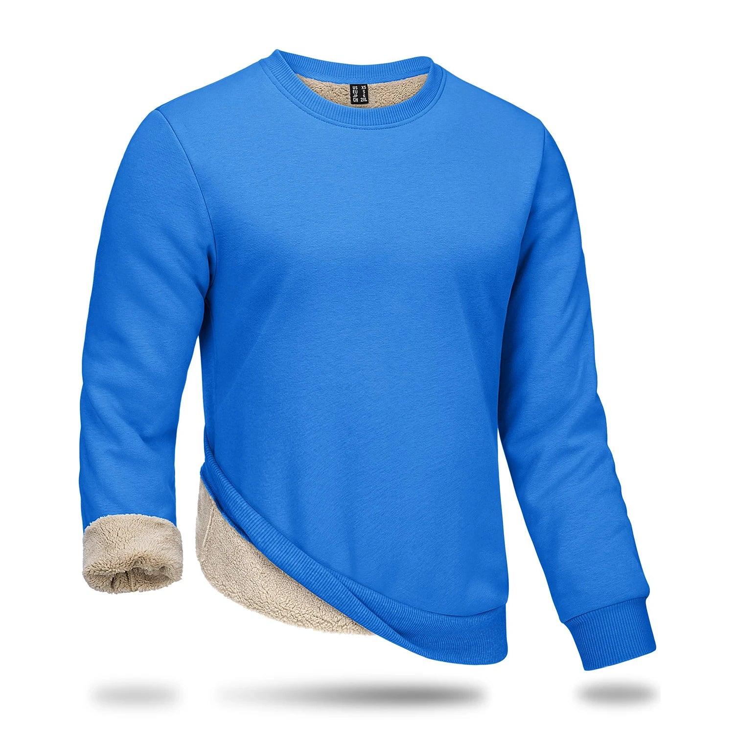 Men's Thicken Fleece Crewneck Sweatshirt – Heavy Sherpa-Lined Winter Pullover - JVMCL