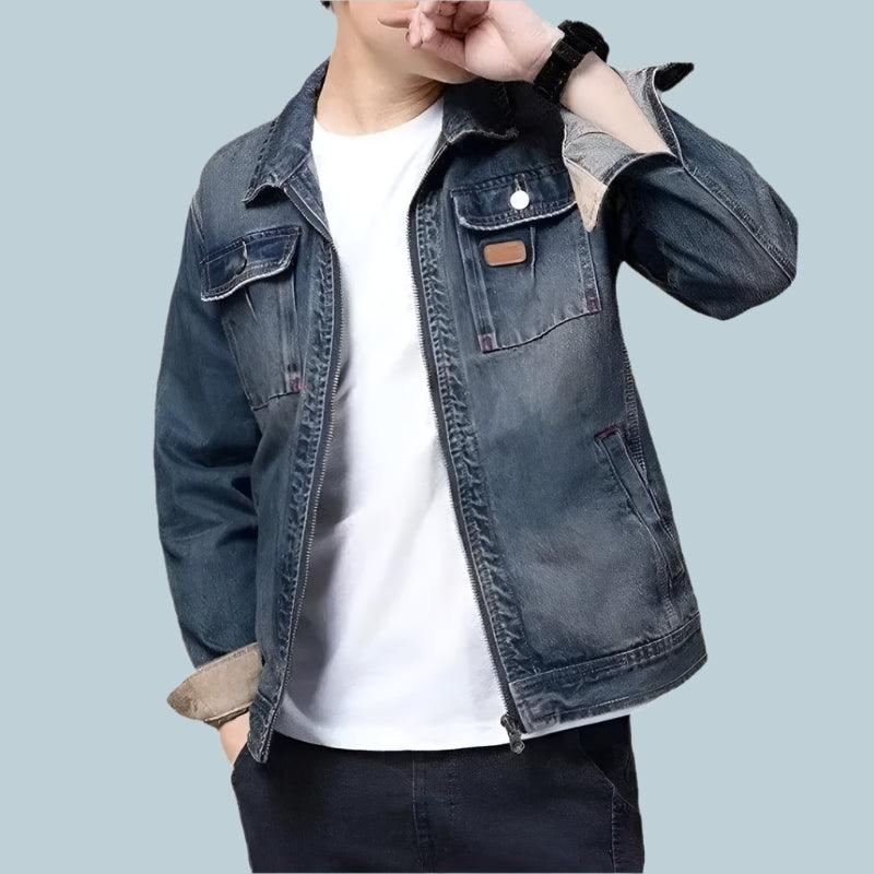 All-in-one Stylish Men's Denim Overalls Multi Pocket Autumn Winter Jacket - JVMCL