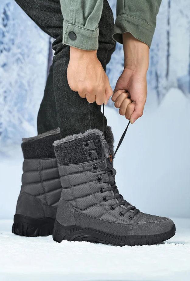 Super Warm Men Hiking Waterproof Leather Winter Snow Boots Sneakers - JVMCL