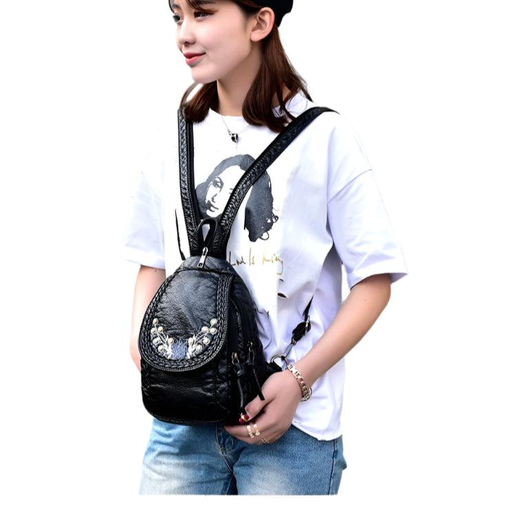 Mini K-Style PU Leather Backpack for Women - Fashion All-Match Small Travel Bag - JVMCL