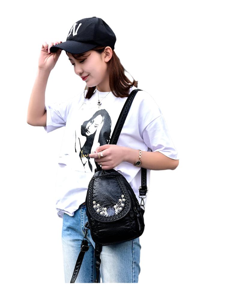 Mini K-Style PU Leather Backpack for Women - Fashion All-Match Small Travel Bag - JVMCL